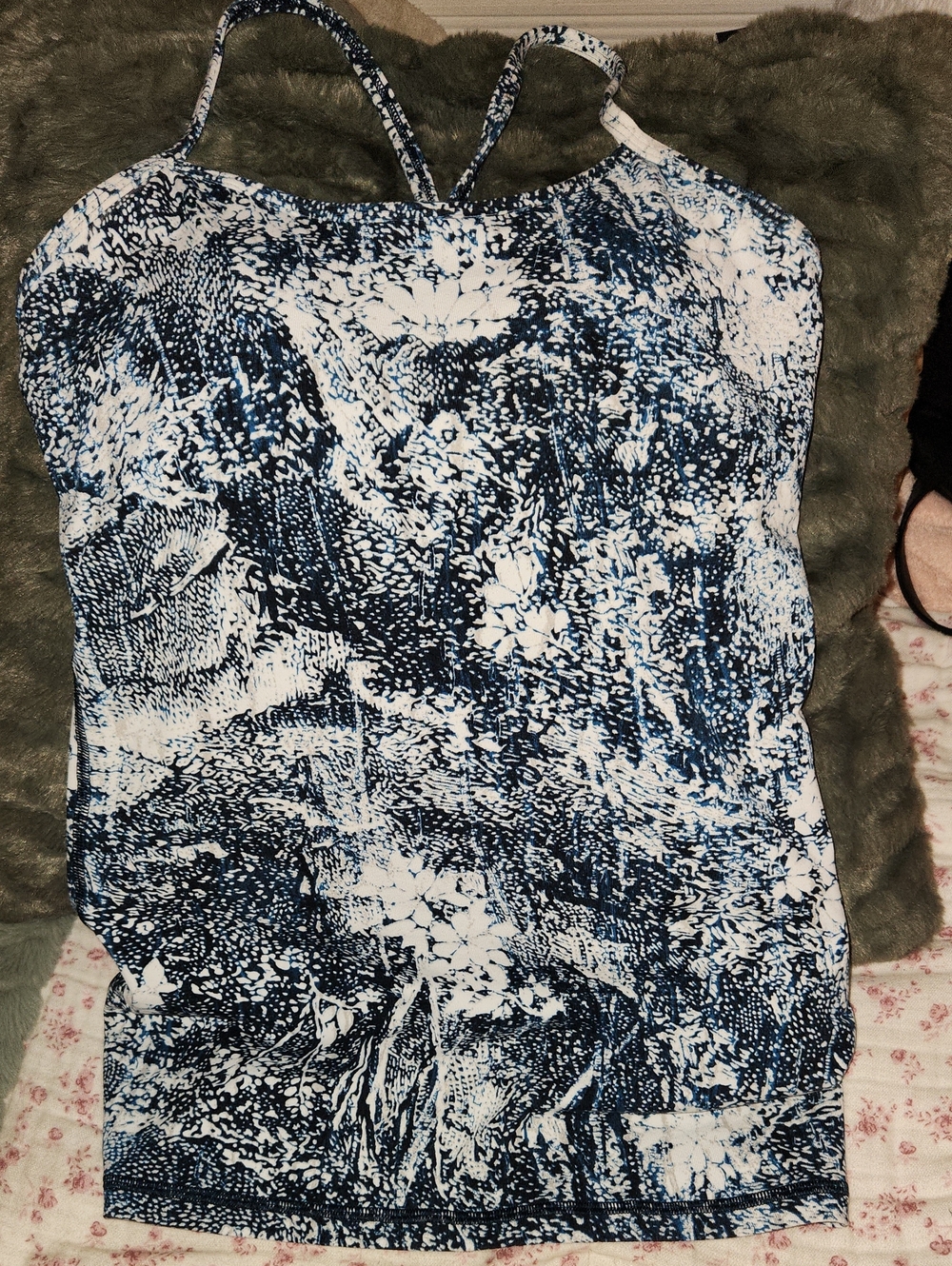 lululemon athletica Blue and White Printed Camisole Tank